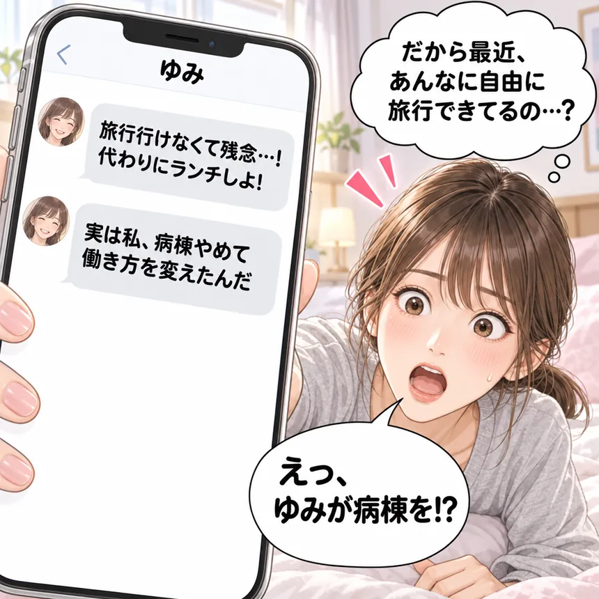 同期のゆみから、病棟をやめて働き方を変えたというメッセージ
