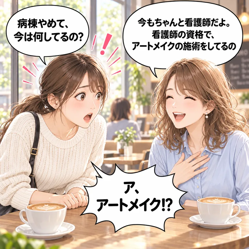 看護師の資格でアートメイクの施術をしていると聞いて驚くあかり